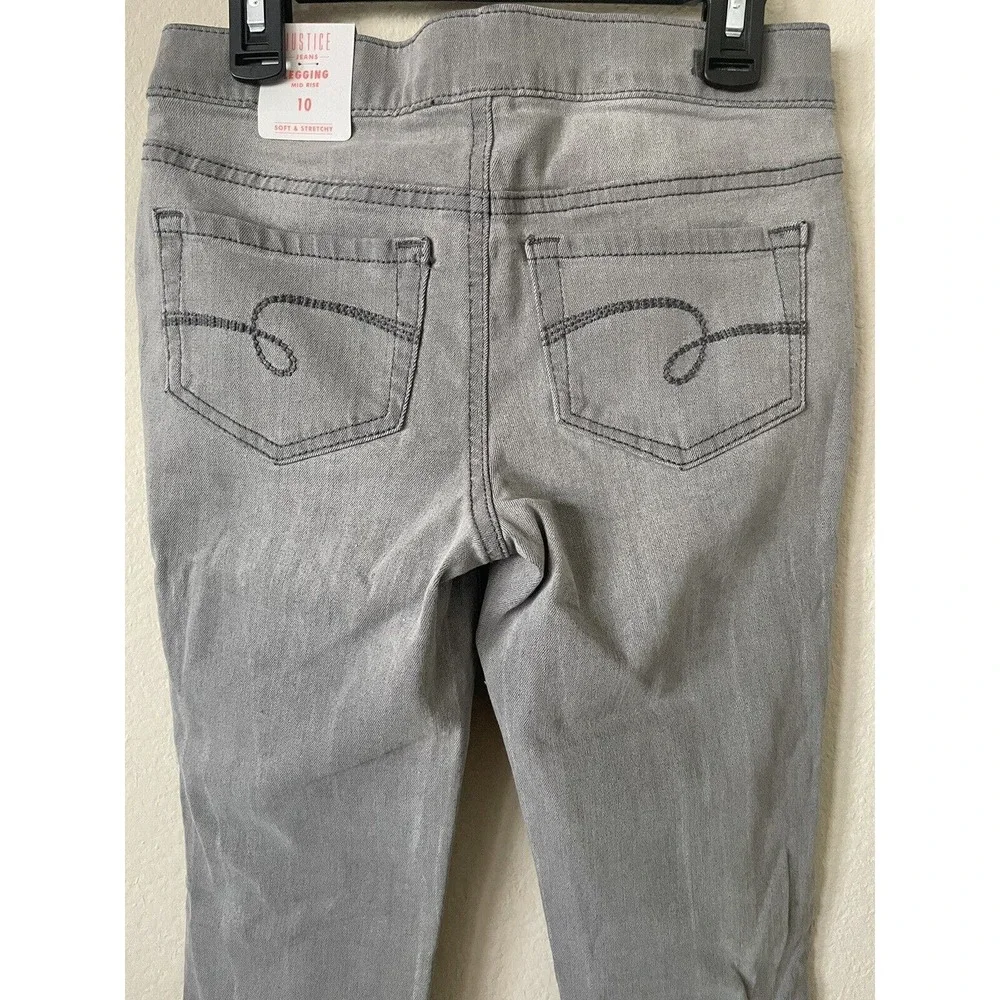 Justice Gray Stretchy Mid Rise Pull On Jean Leggings Jeggings Pants Size 10